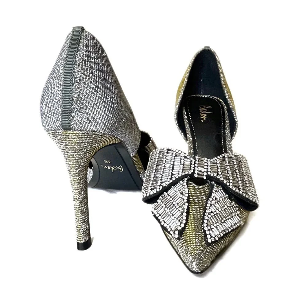 New Boden Embellished Heeled Court Shoes Metallic 38 - Picture 2 of 16